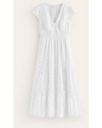 Boden - May Broderie Midi Tea Dress - Lyst
