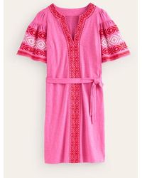 Boden - Embroidered Jersey Short Dress - Lyst