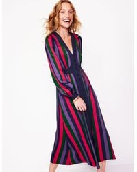 Boden - Colourblock V Neck Midi Dress - Lyst