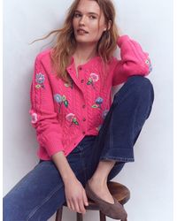 Boden - Liv Embroidered Cable Cardigan - Lyst