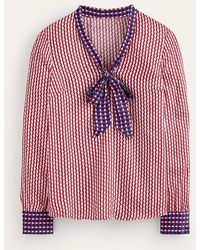 Boden - Pussy-bow Satin Blouse - Lyst
