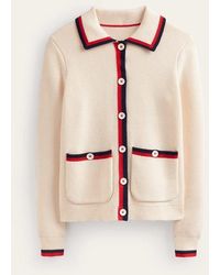 Boden - Emily Wool Blend Cardigan Warm Ivory, Hot Pepper Tipping - Lyst