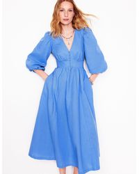 Boden - Robe Longue Lola À Manches Blousantes-Bleu Océan - Lyst