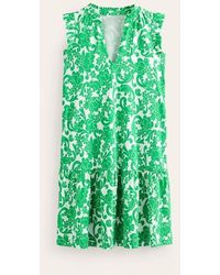 Boden - Daisy Jersey Short Tier Dress Bright Green, Opulent Whirl - Lyst