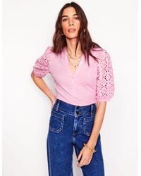 Boden - Eden Puff Sleeve Henley Top - Lyst