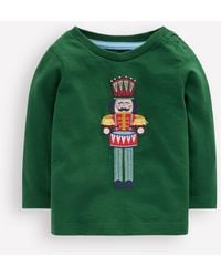 Boden - T-Shirt Manches Longues À Appliqué-Casse-Noisette Vert Pin - Lyst