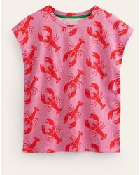 Boden - Louisa Printed Slub T-shirt Cashmere Rose, Lobster Small - Lyst