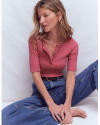 Boden - Short Sleeve Rib Henley Top - Lyst
