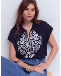 Boden - Nina Embroidered Notch T-Shirt - Lyst