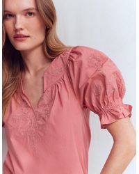 Boden - Cotton Embroidered Yoke Top - Lyst