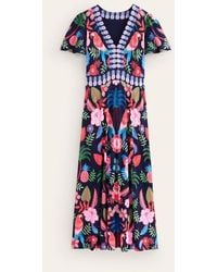 Boden - Flutter Jersey Maxi Dress Multi, Tropic Parrot - Lyst