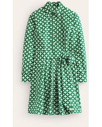 Boden - Amy Cotton Short Shirt Dress Green, Diamond Terrace - Lyst