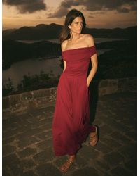 Boden - Ruched Bardot Maxi Dress - Lyst