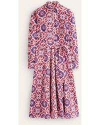 Boden - Amy Cotton Midi Shirt Dress Rubicondo, Mosaic Bloom - Lyst