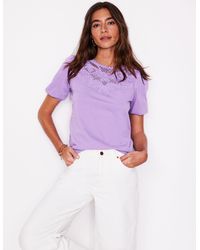 Boden - Cutwork-T-Shirt Mit Puffärmeln - Lyst