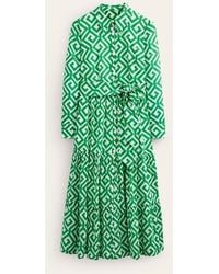 Boden - Flo Cotton Midi Shirt Dress Green Tambourine, Maze - Lyst