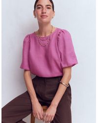 Boden - Linen Puff Sleeve Top - Lyst