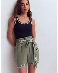 Boden - Paperbag Linen Belted Shorts - Lyst