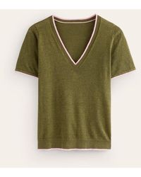 Boden - Maggie Leinen-T-Shirt Mit V-Ausschnitt Damen - Lyst