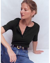 Boden - Short Sleeve Rib Henley Top - Lyst