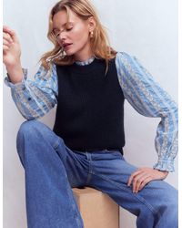 Boden - Knit And Woven Mix Jumper - Lyst