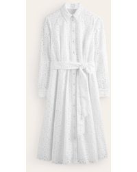 Boden - Robe-chemise midi kate à broderie anglaise - Lyst