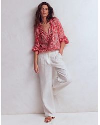 Boden - Serena Pleat Neck Linen Top - Lyst