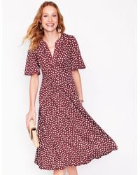 Boden - Maddie Trim Jersey Dress-Port And Ivory, Abstract Dot - Lyst