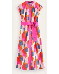 Boden - Amanda Cotton Midi Shirt Dress Festival Pink, Geometric Swirl - Lyst