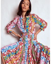 Boden - Pleat Skirt Shirt Dress-Multi, Dahlia Trail Stripe - Lyst