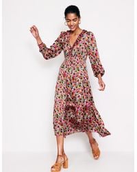 Boden - Gesmoktes Midikleid Mit Rüschen-Bunt, Motiv Meadow Pop - Lyst
