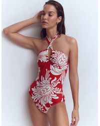 Boden - Minori Halter Tie Swimsuit-Salsa, Botanical Flourish - Lyst