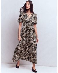 Boden - Irene Puff Sleeve Dress-Almond Milk, Cheetah Pop - Lyst