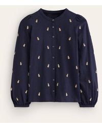 Boden - Marina Embroidered Shirt Navy, Pineapple Embroidery - Lyst