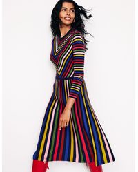 Boden - Maria Knitted Midi Dressmultistripe - Lyst