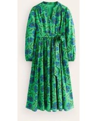 Boden - Jen Cotton Midi Dress Ming Green, Peony Sprig - Lyst