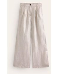 Boden - Regent Pleat Linen Trousers Metallic - Lyst
