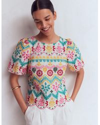 Boden - Linen Puff Sleeve Top - Lyst