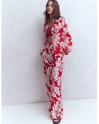 Boden - Kensington Linen Trousers-Salsa, Delicate Blossom - Lyst