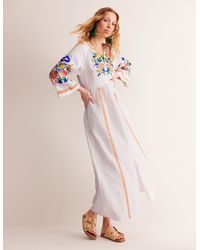 Boden - Una Leinenkleid Mit Stickerei - Lyst