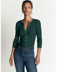 Boden - Velvet Trim Ribbed Cardigan - Lyst