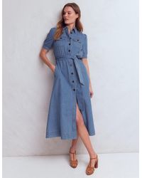 Boden - Puff Sleeve Denim Shirt Dress - Lyst