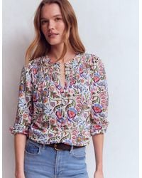 Boden - Mya Smocked Jersey Shirt - Lyst