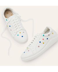 Boden Maria Comfort Trainers Maize, Embroidered Spot - White