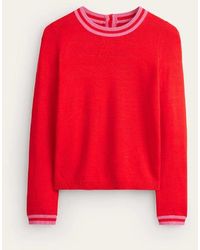 Boden - Back Button Sweater Flame Scarlett, Brand Stripe - Lyst