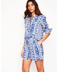 Boden - Short Dulwich En Lin-Ivoire, Motif Ornate Border - Lyst