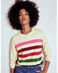 Boden - Lara Relaxed Cotton Jumper Ivory, Multi Stripe - Lyst