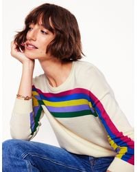 Boden - Lara Relaxed Cotton Jumper Ivory, Multi Stripe - Lyst