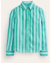 Boden - Sienna Linen Shirt Green, Blue Stripe - Lyst