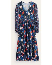 Boden - Hotch Potch V-neck Midi Dress Winter Moss, Bloomsbury Pop - Lyst